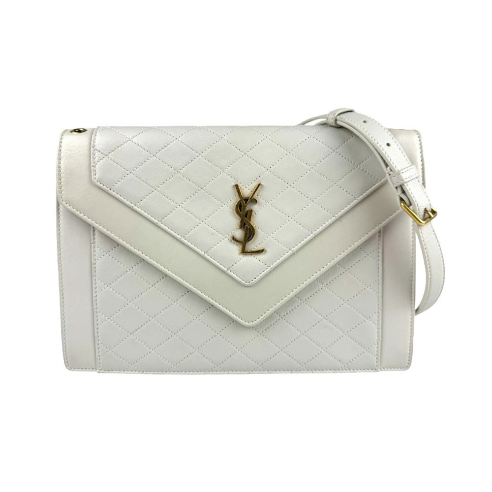 Saint Laurent Shoulder Bag Leather Ivory White